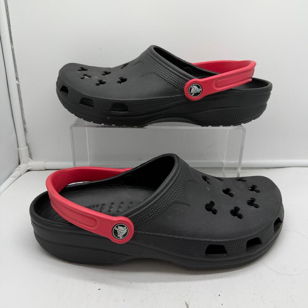 Crocs Shoes XL Mens 10-11 Womens 12-14 Mickey Mouse Black Red Slip On
